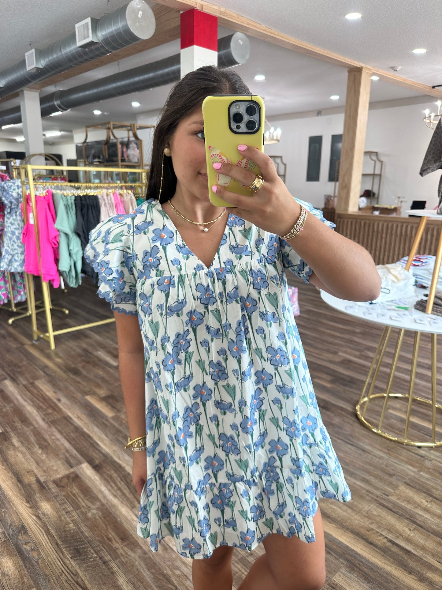 FLoral Stem Blue Dress