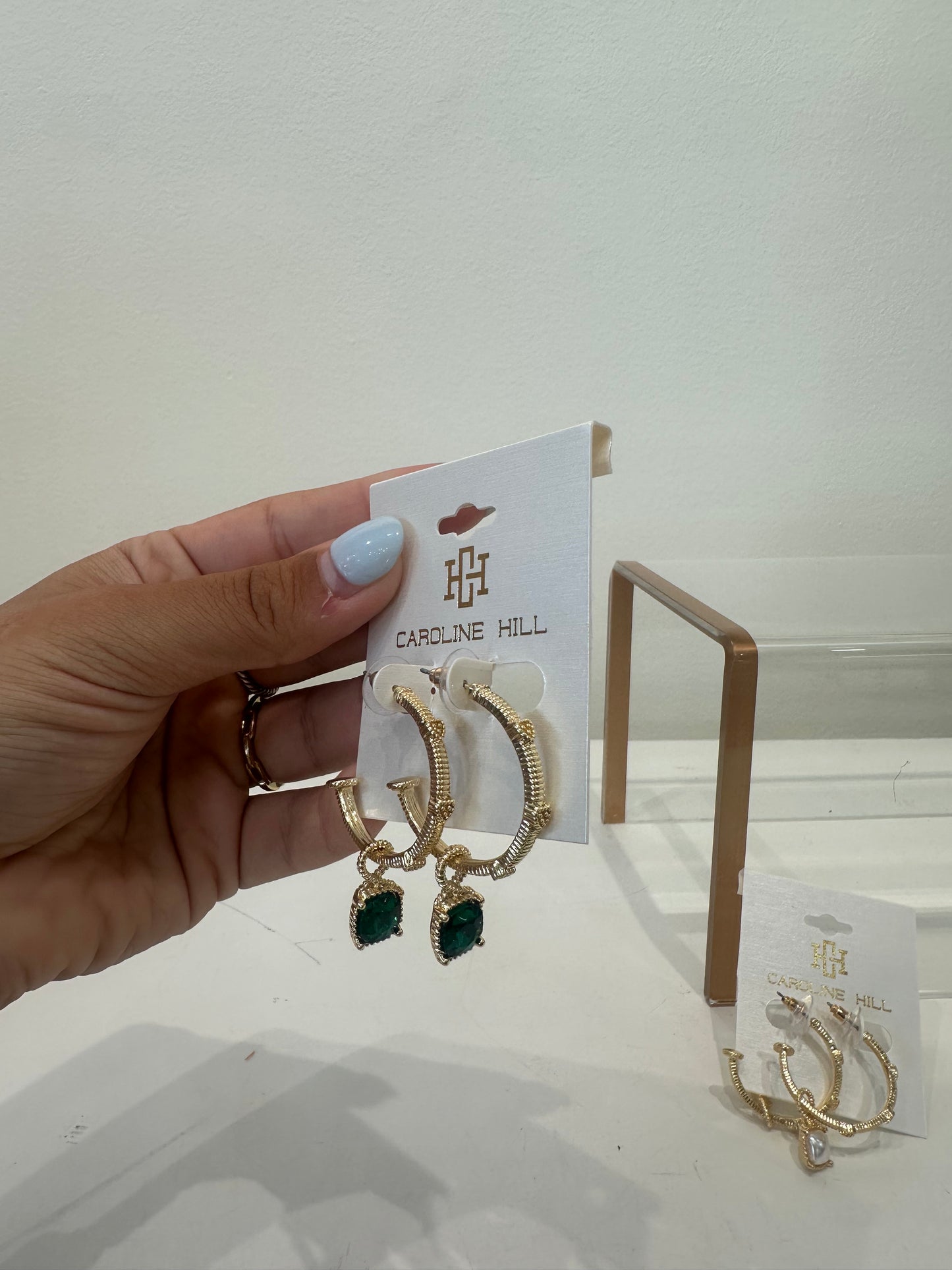 Caroline Hill- Anika Emerald Dangle Hoop