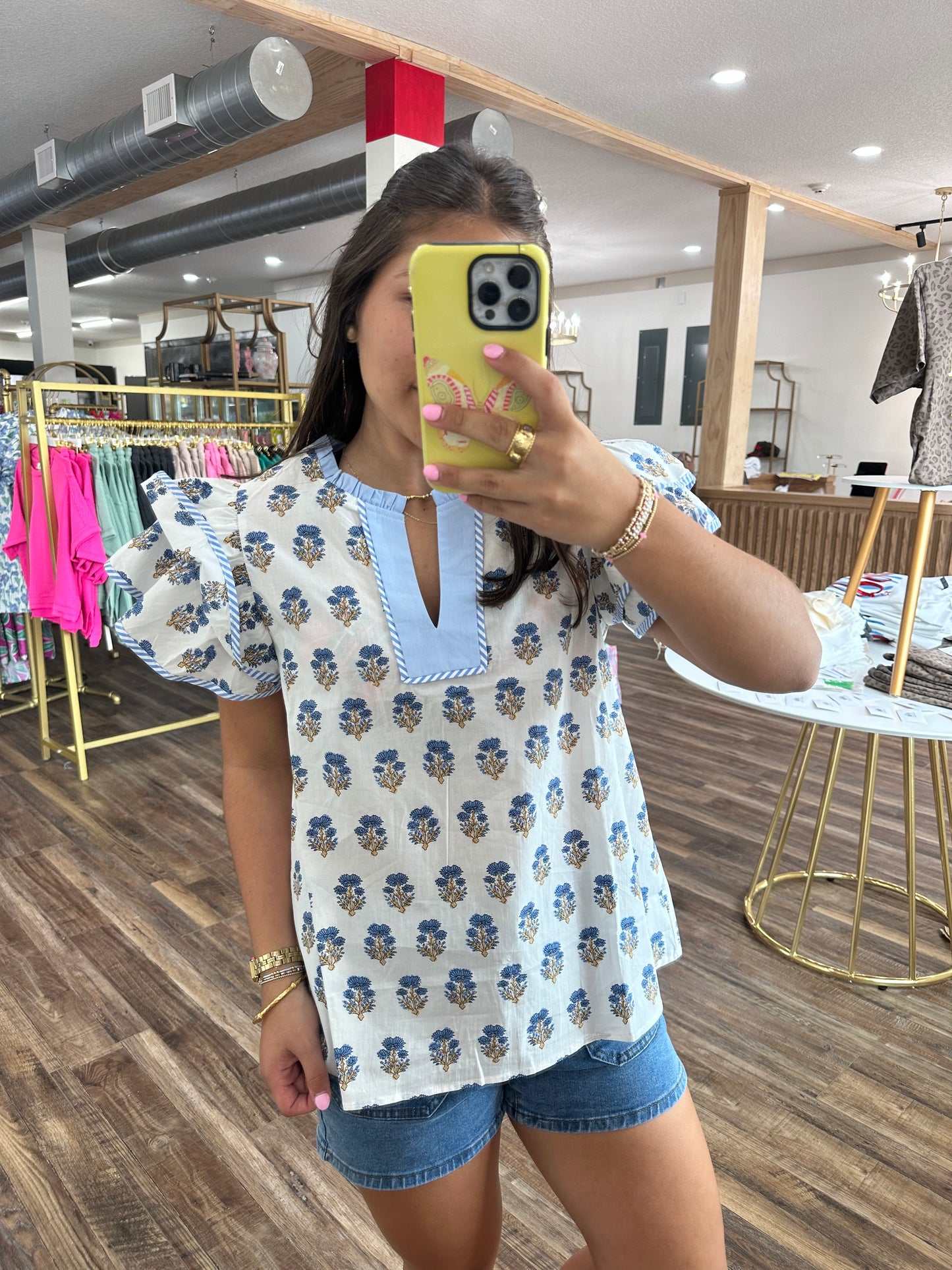 Ruffle White Mix Top
