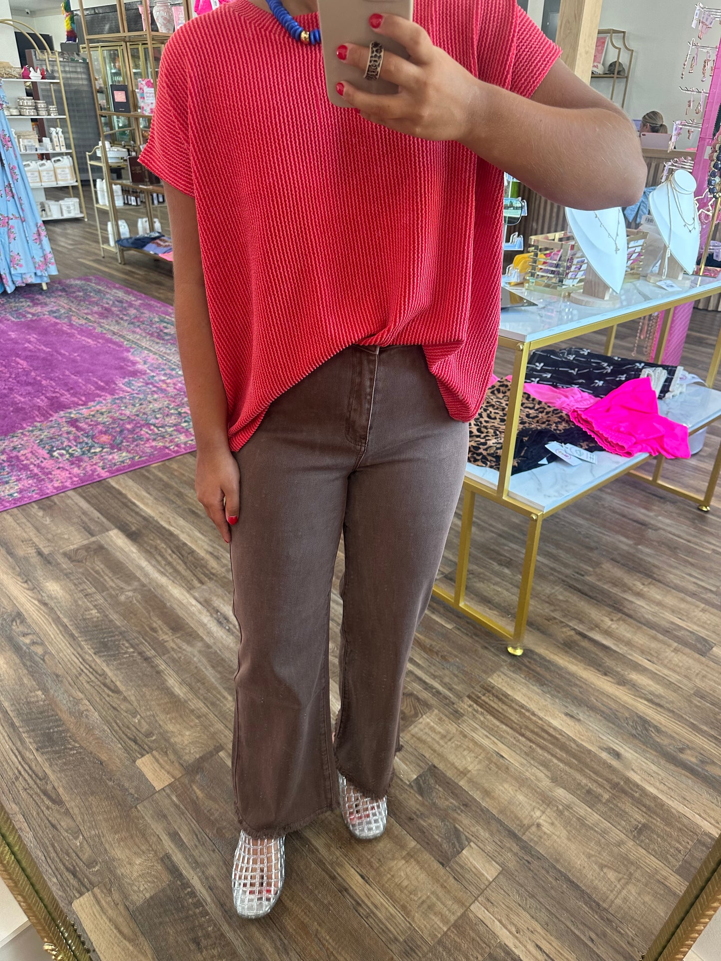 Acid Washed Straight Wide Jeans