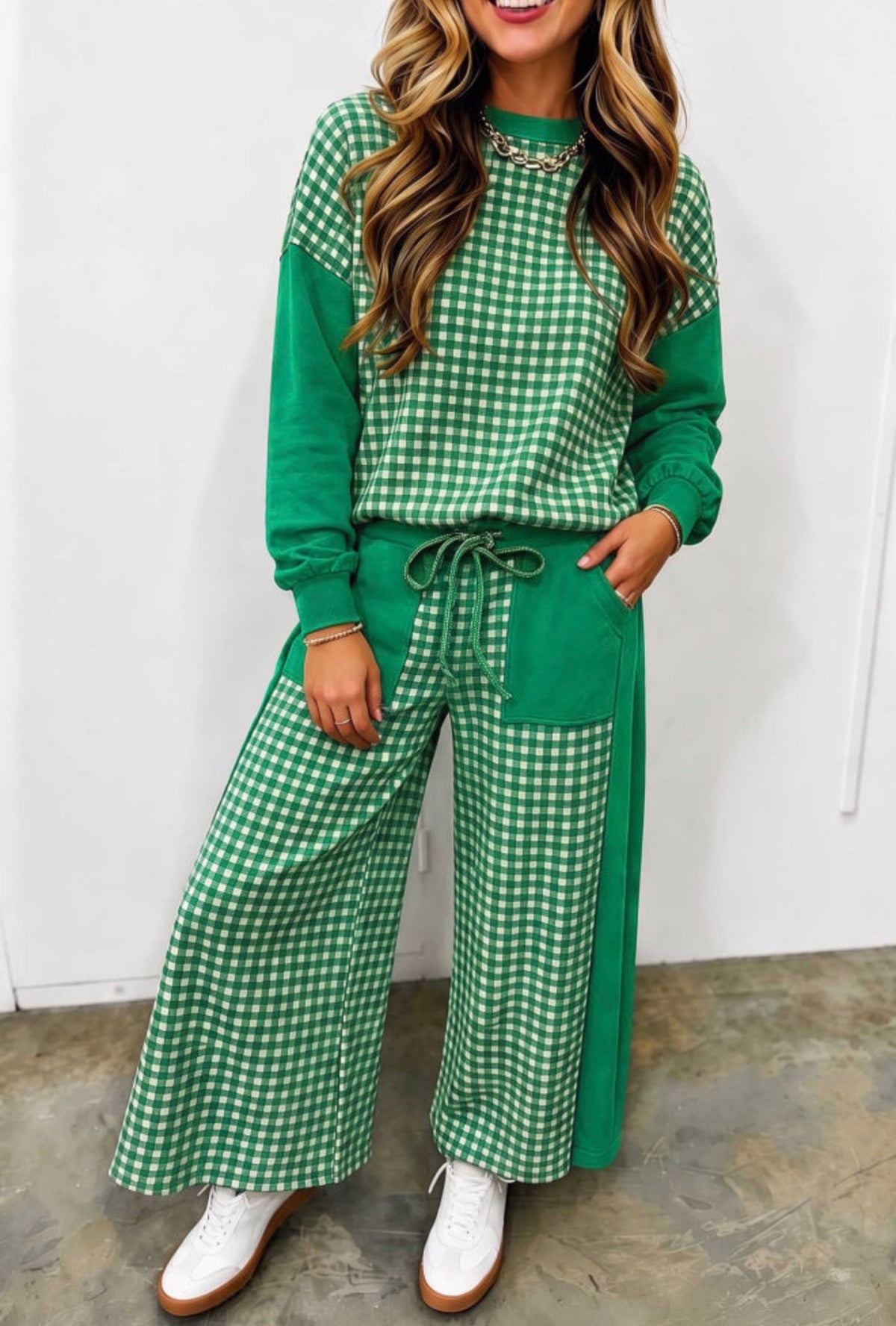 Green Gingham Pant Set
