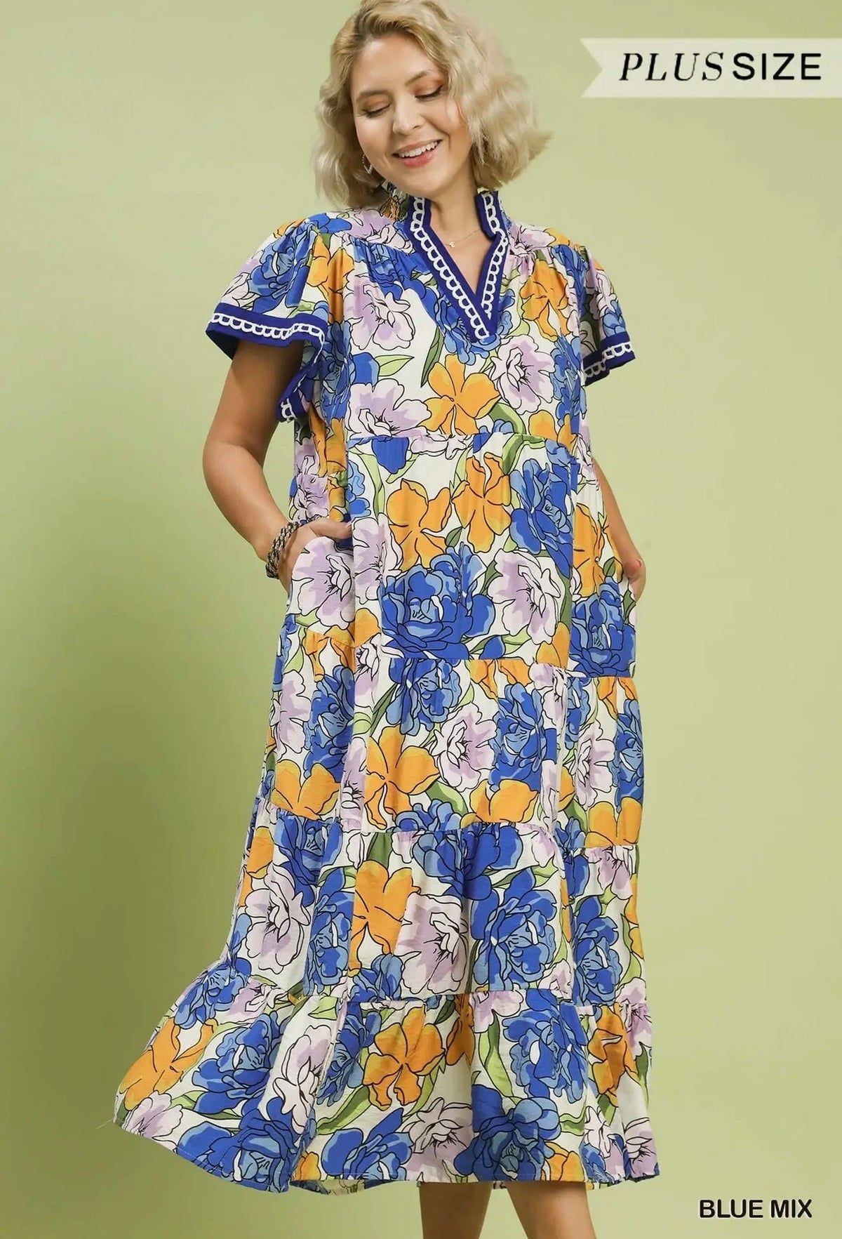 Plus Mix Bold Floral Dress