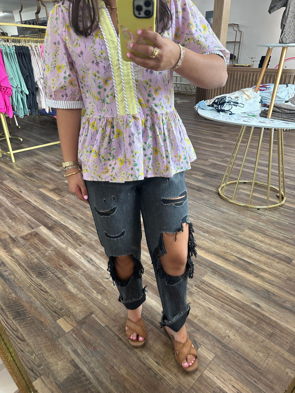 Cello-Slim Boyfriend Black Jeans