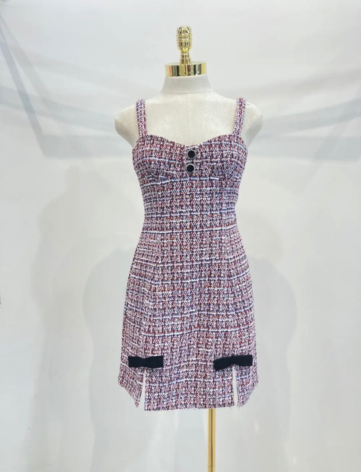 Mini Dress with Velvet Tweed