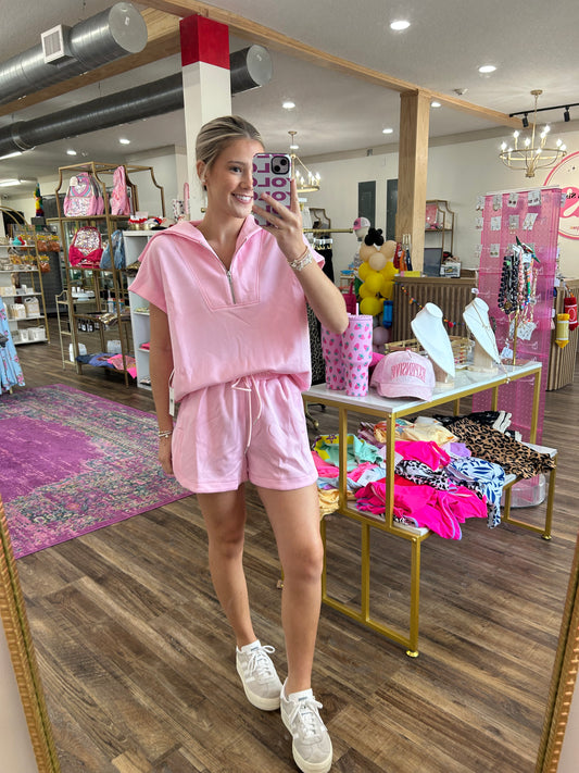 Half Zip Light Pink Set