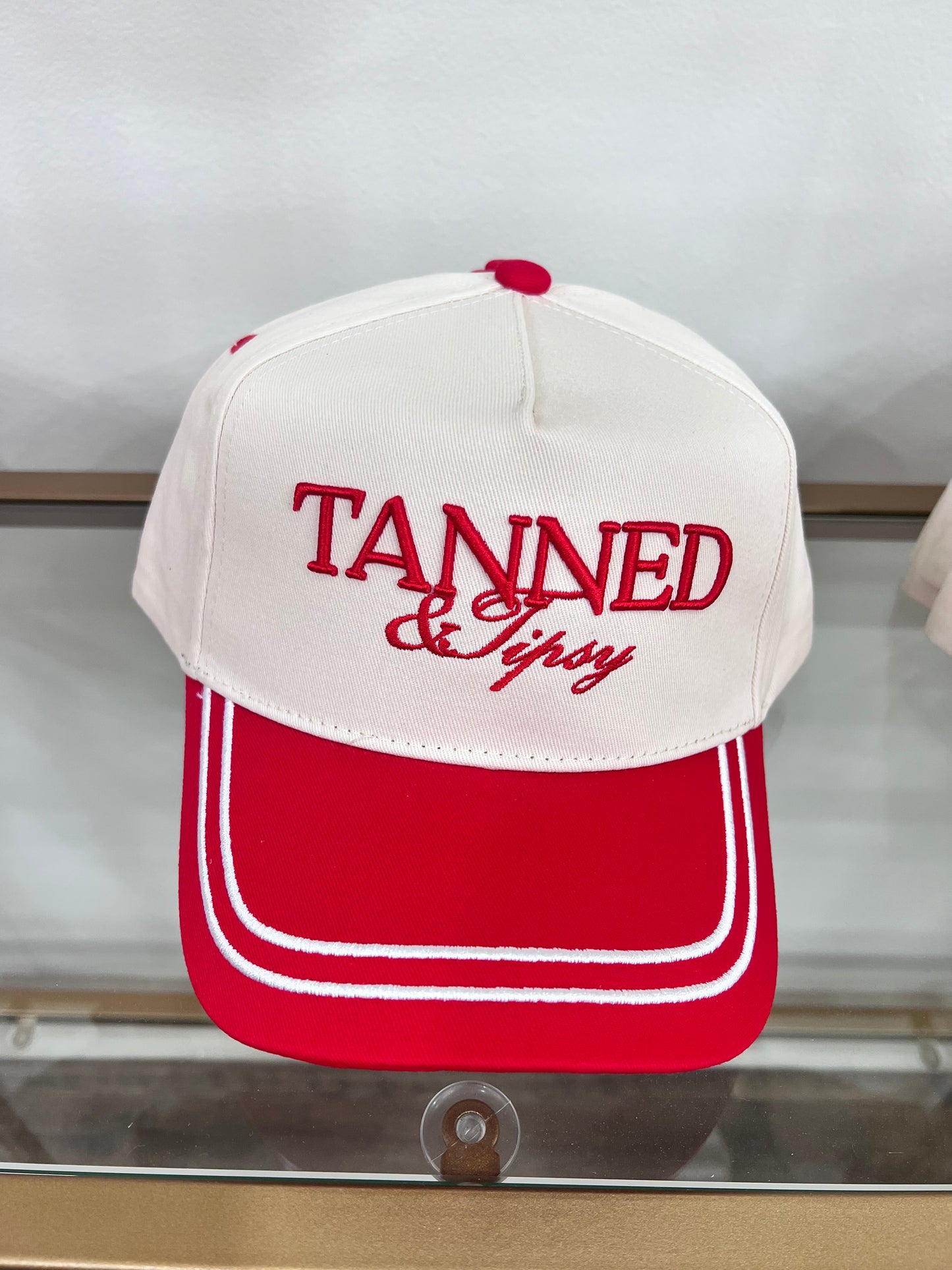 Tanned & Tipsy Red Vintage Trucker Hat ♥️🍸☀️