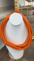 242- Slub 8- Strand Rope Necklace- Orange