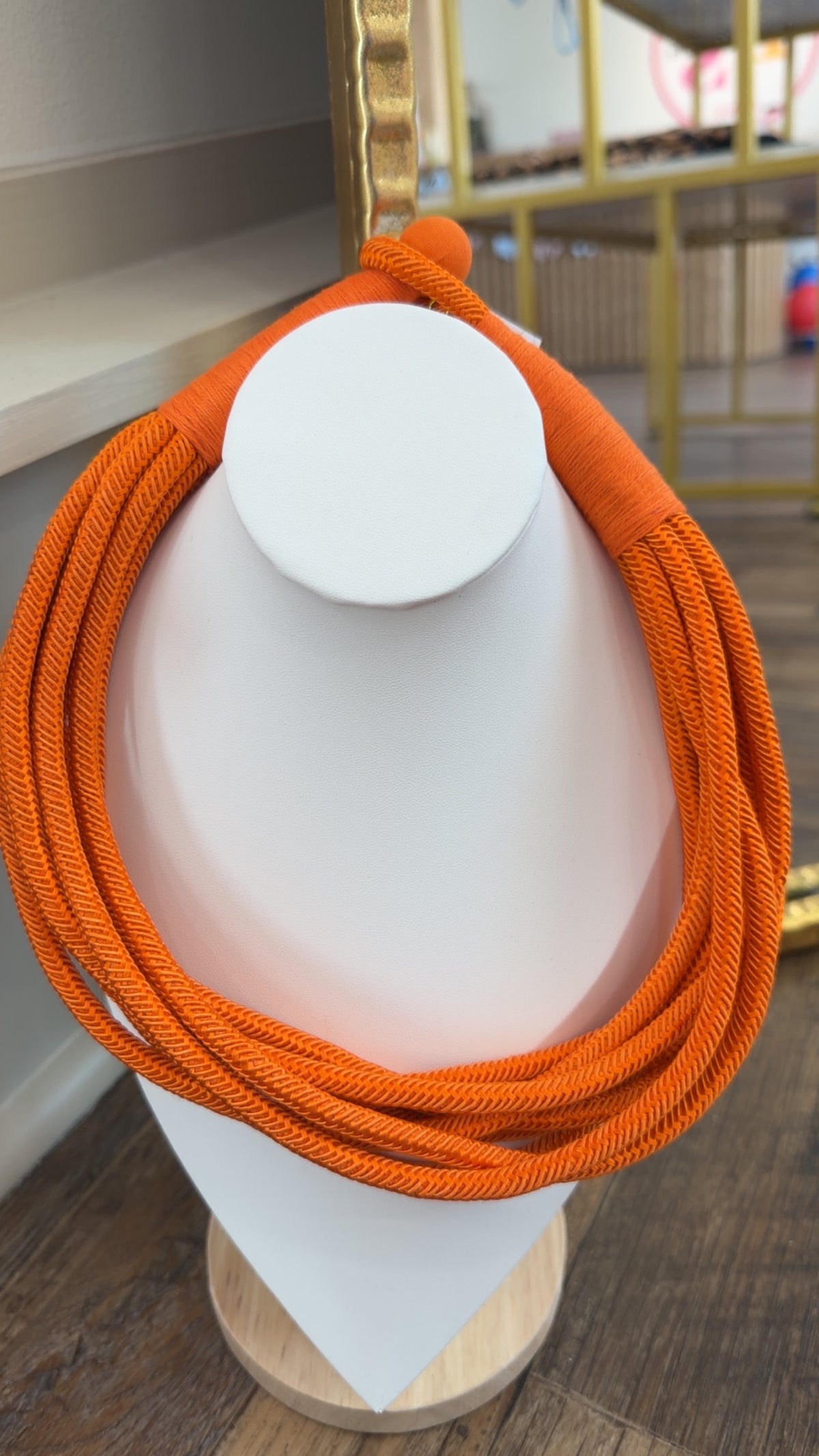 242- Slub 8- Strand Rope Necklace- Orange