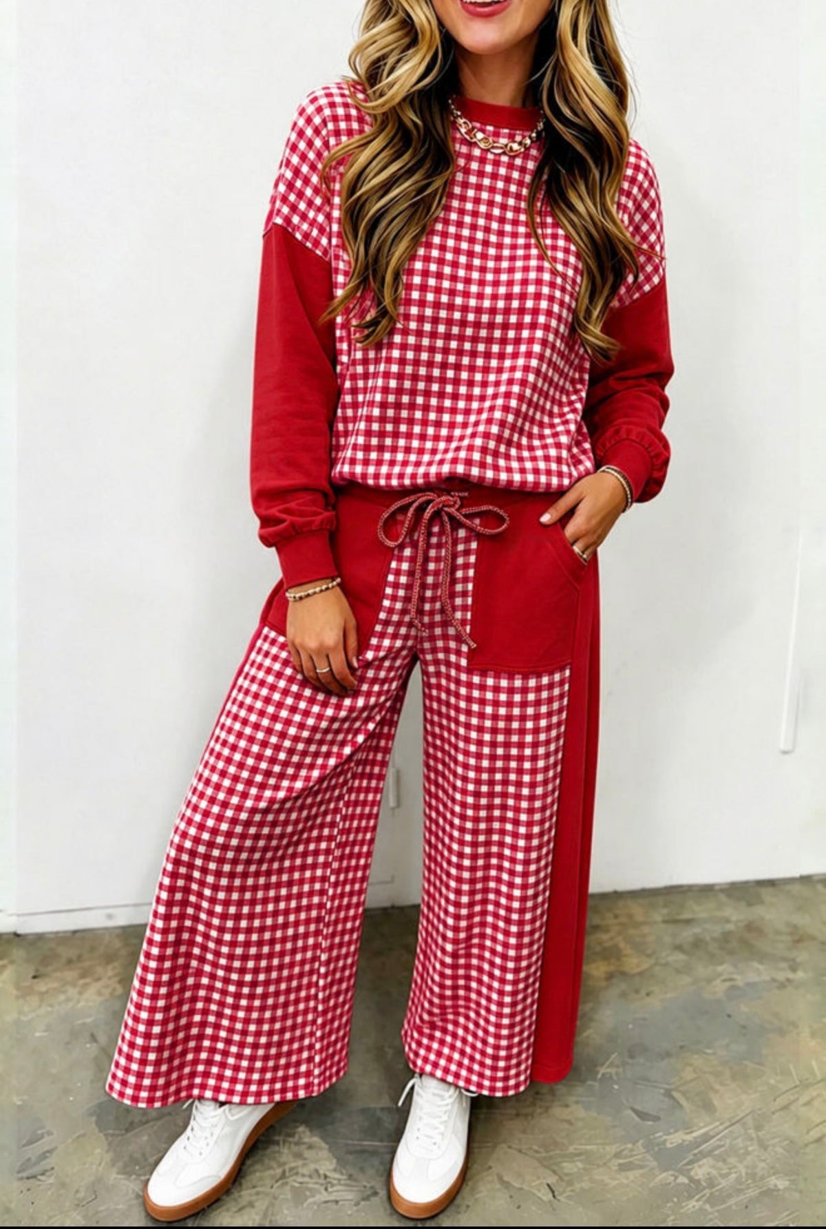 Red Gingham Pant Set