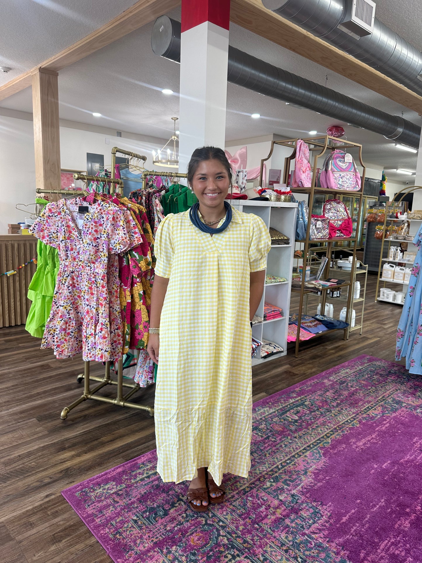Gingham Midi Dress