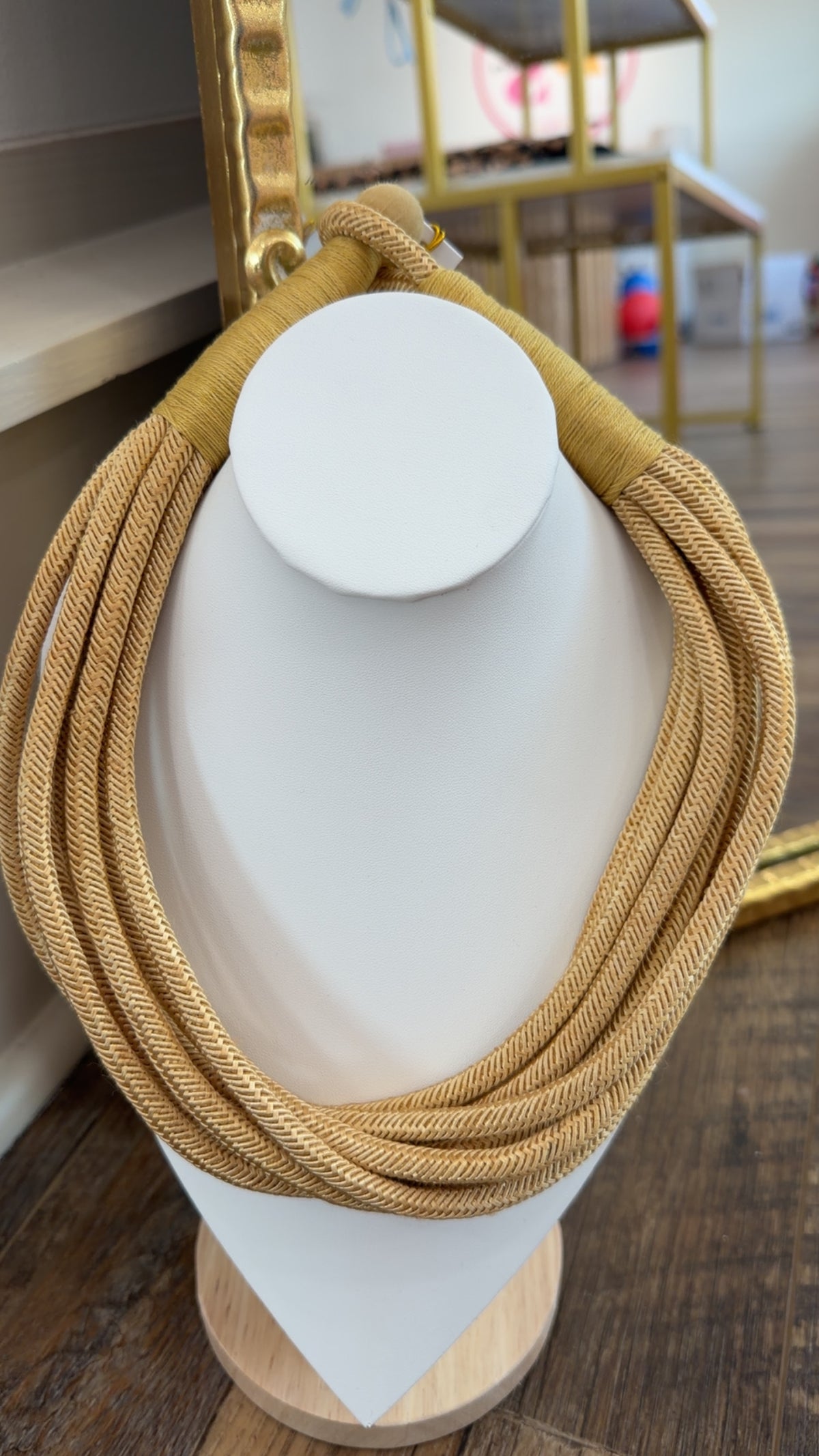 242- Slub 8-Strand Rope Necklace- Gold