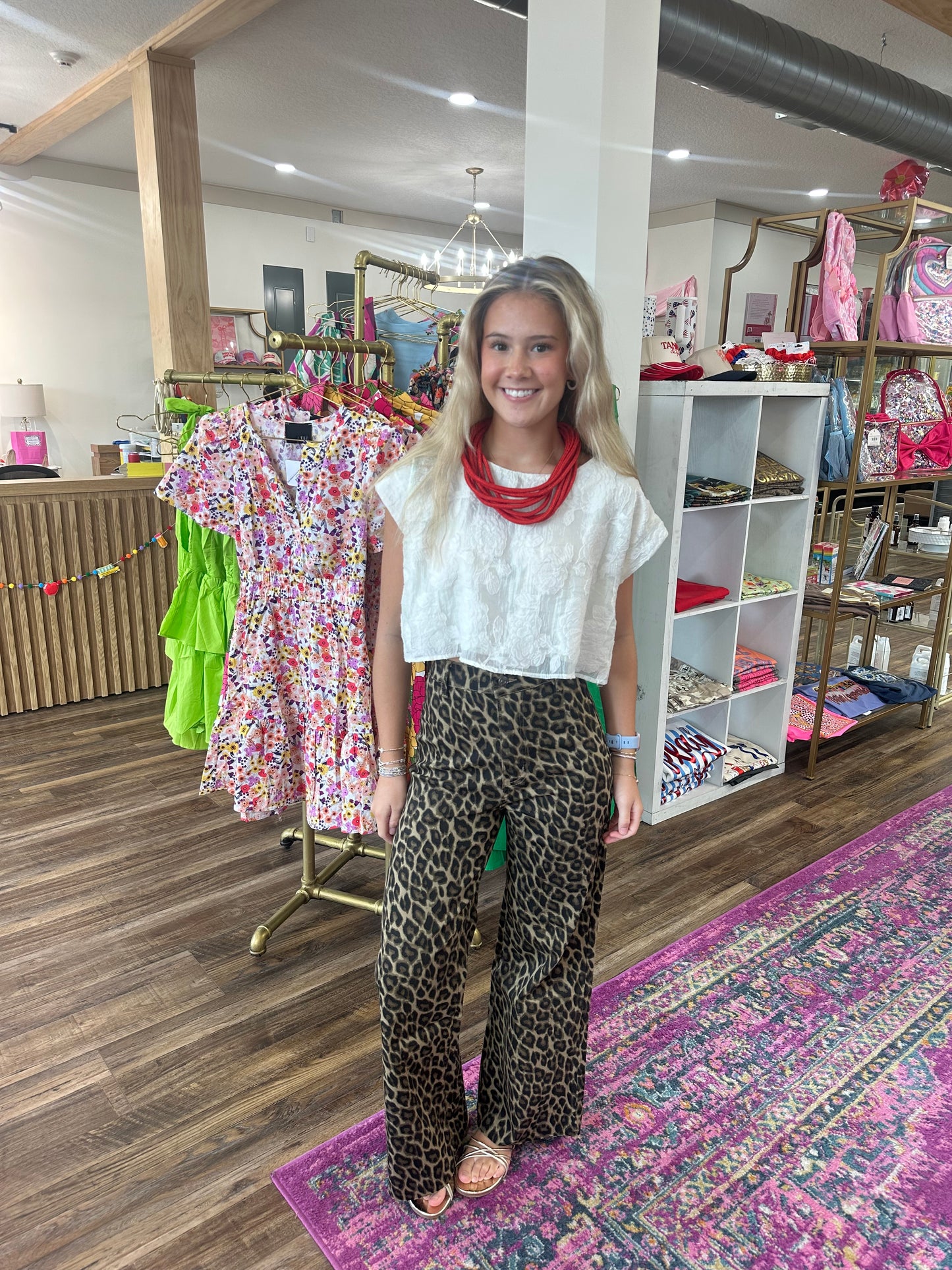 Animal Print Wide Leg Jean