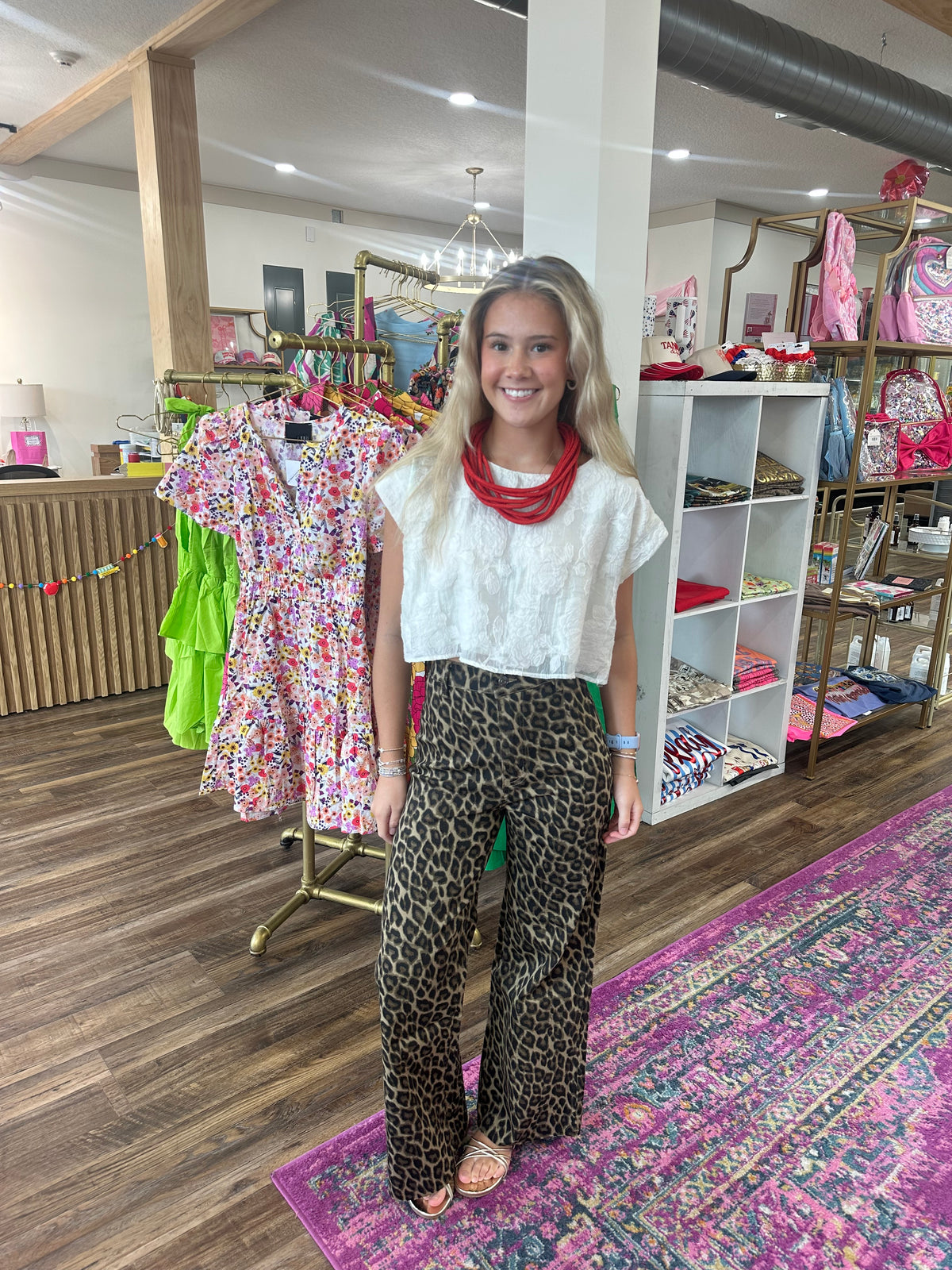 Animal Print Wide Leg Jean