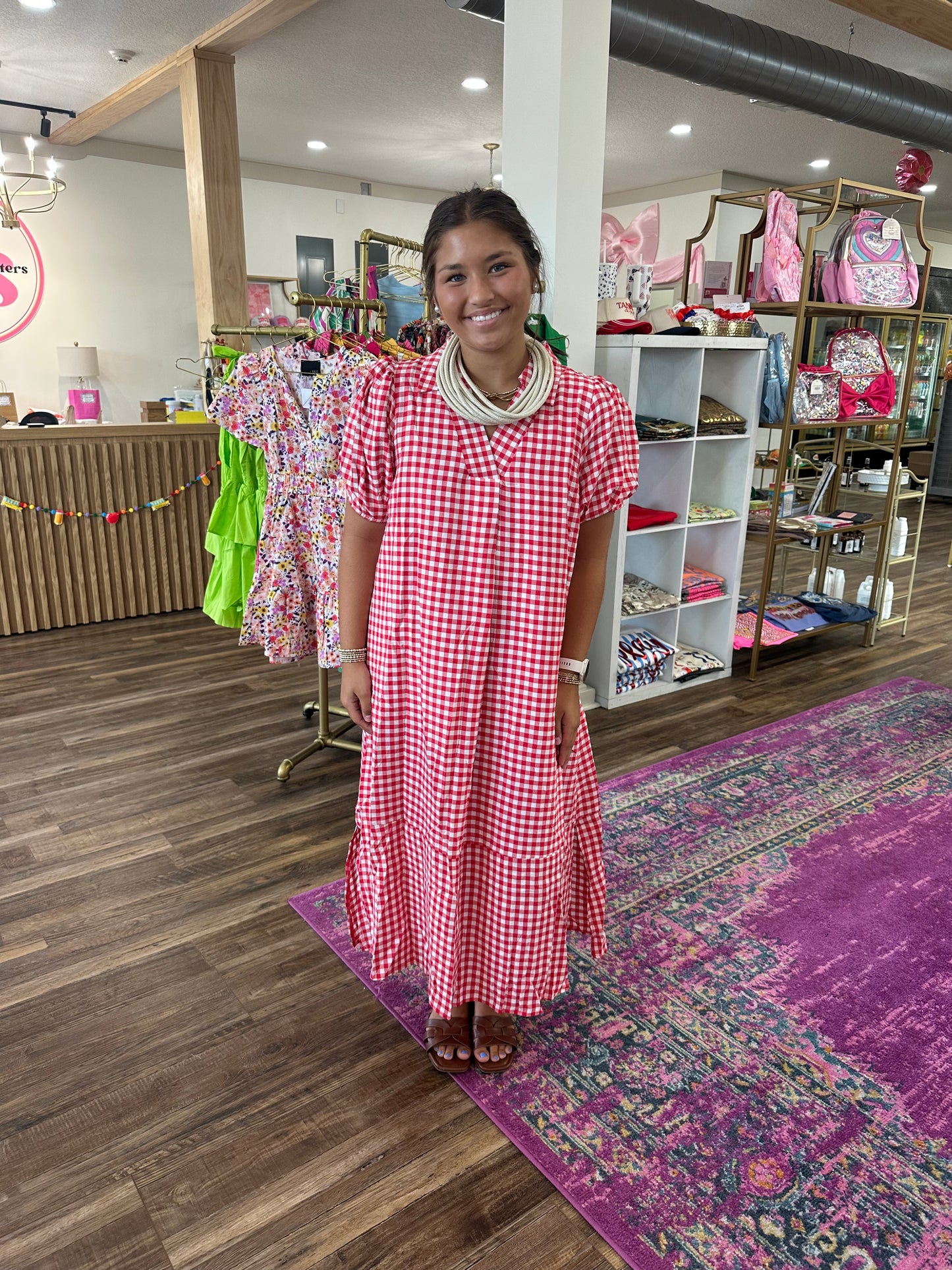 Gingham Midi Dress