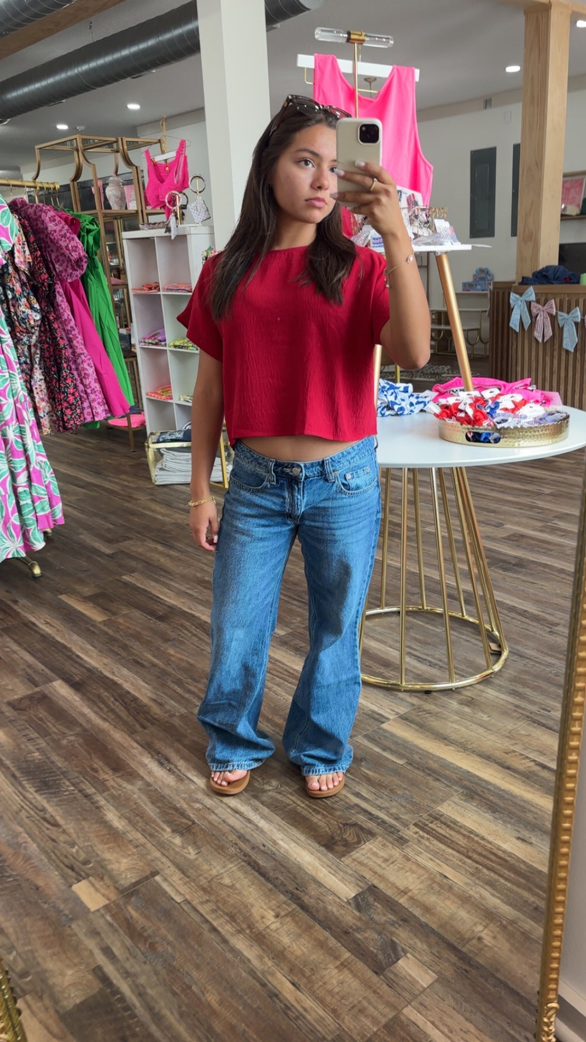Red Cropped Everyday Top