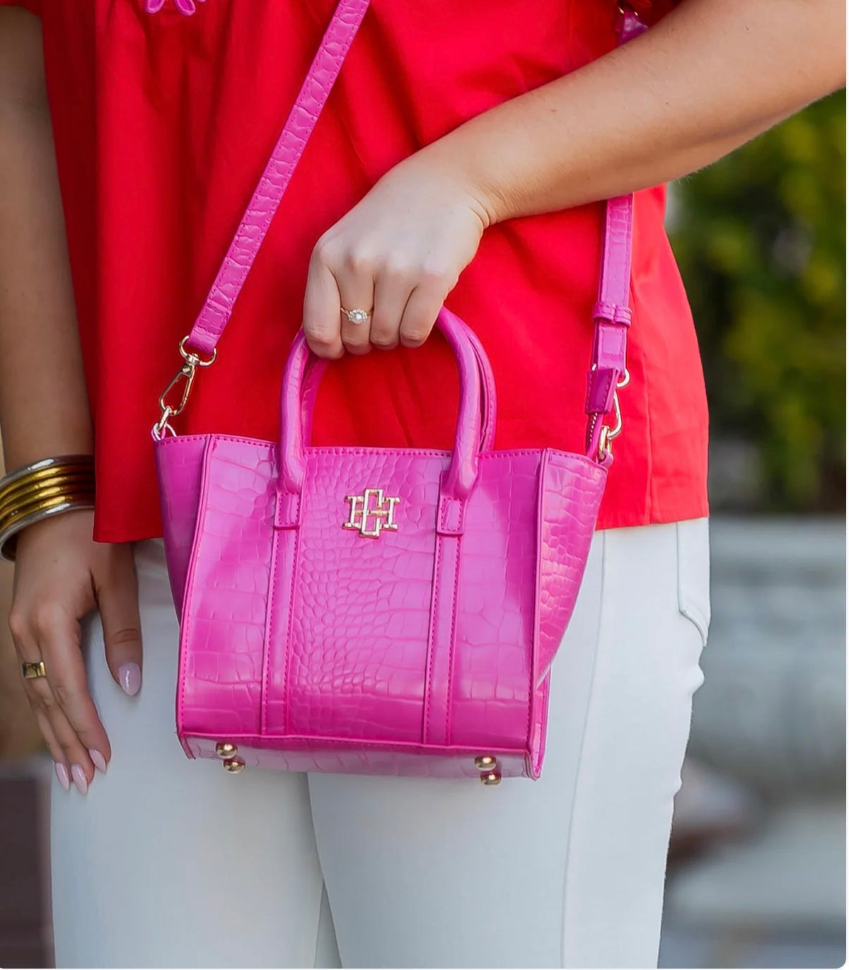 Caroline HIll- Merritt Mini Tote Hot Pink