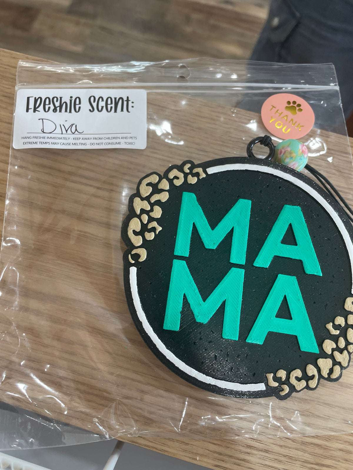 Round Teal Mama Freshie