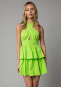 Olivaceous  Angelina  Halter Dress