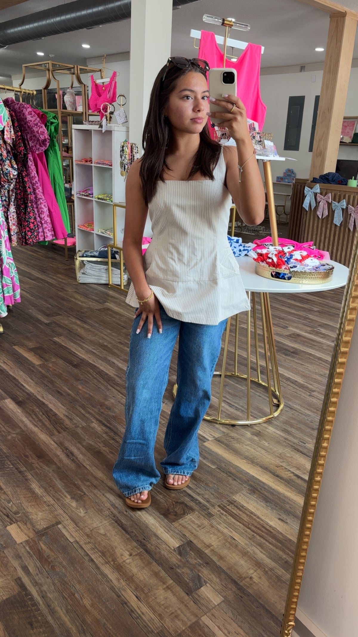 Tan Striped Top