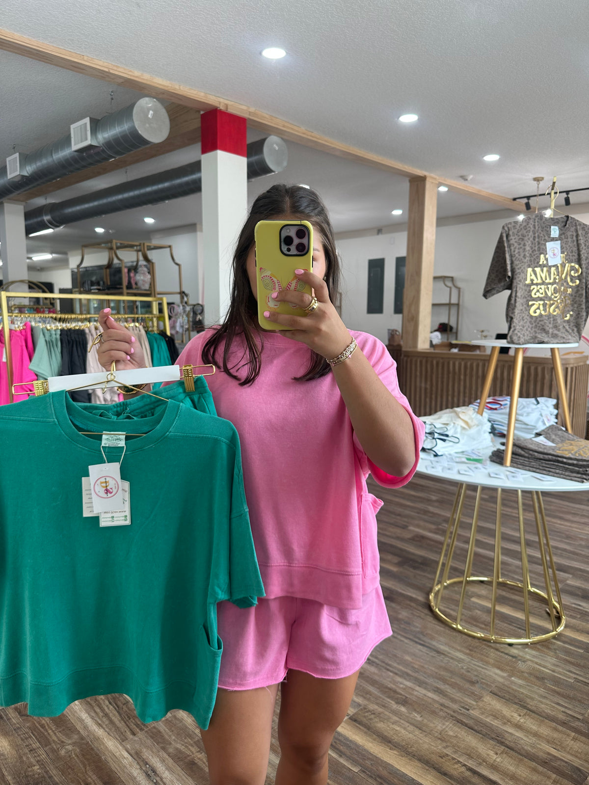 Mineral Washed Knit Casual Short Sets