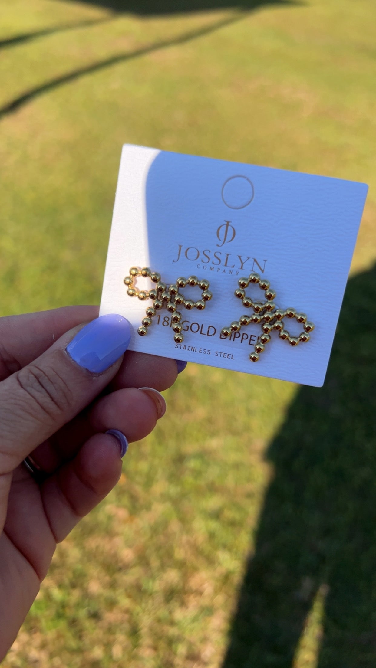Gold Studded Bow Earrings