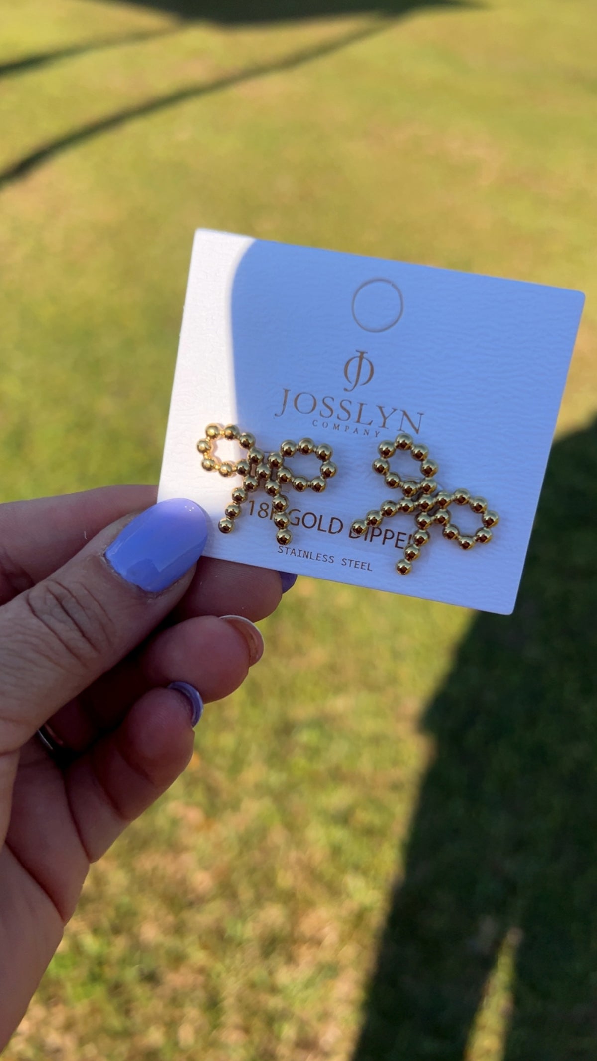 Gold Studded Bow Earrings