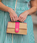 Caroline Hill- Waverly Clutch Natural Hot Pink