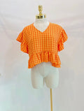 V Neck Flutter Sleeve Top