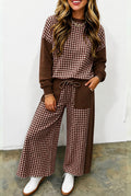 Brown Gingham Pant Set