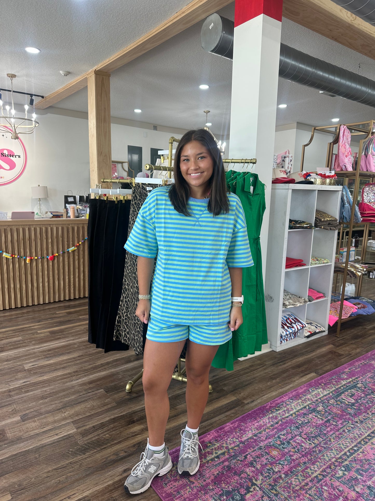 Blue and Green Striped Set