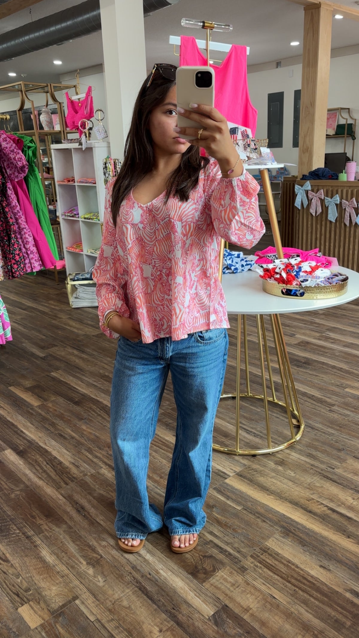 Pink and Orange Zebra Long Sleeve Top