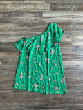 One Shoulder Green Floral dress