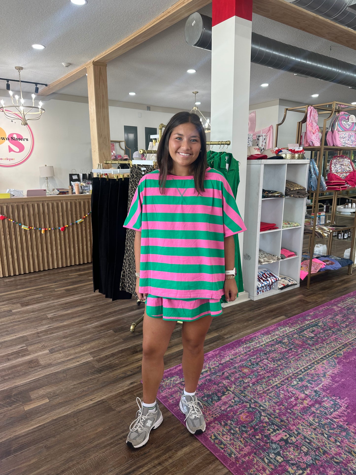 Pink and Green Striped Set