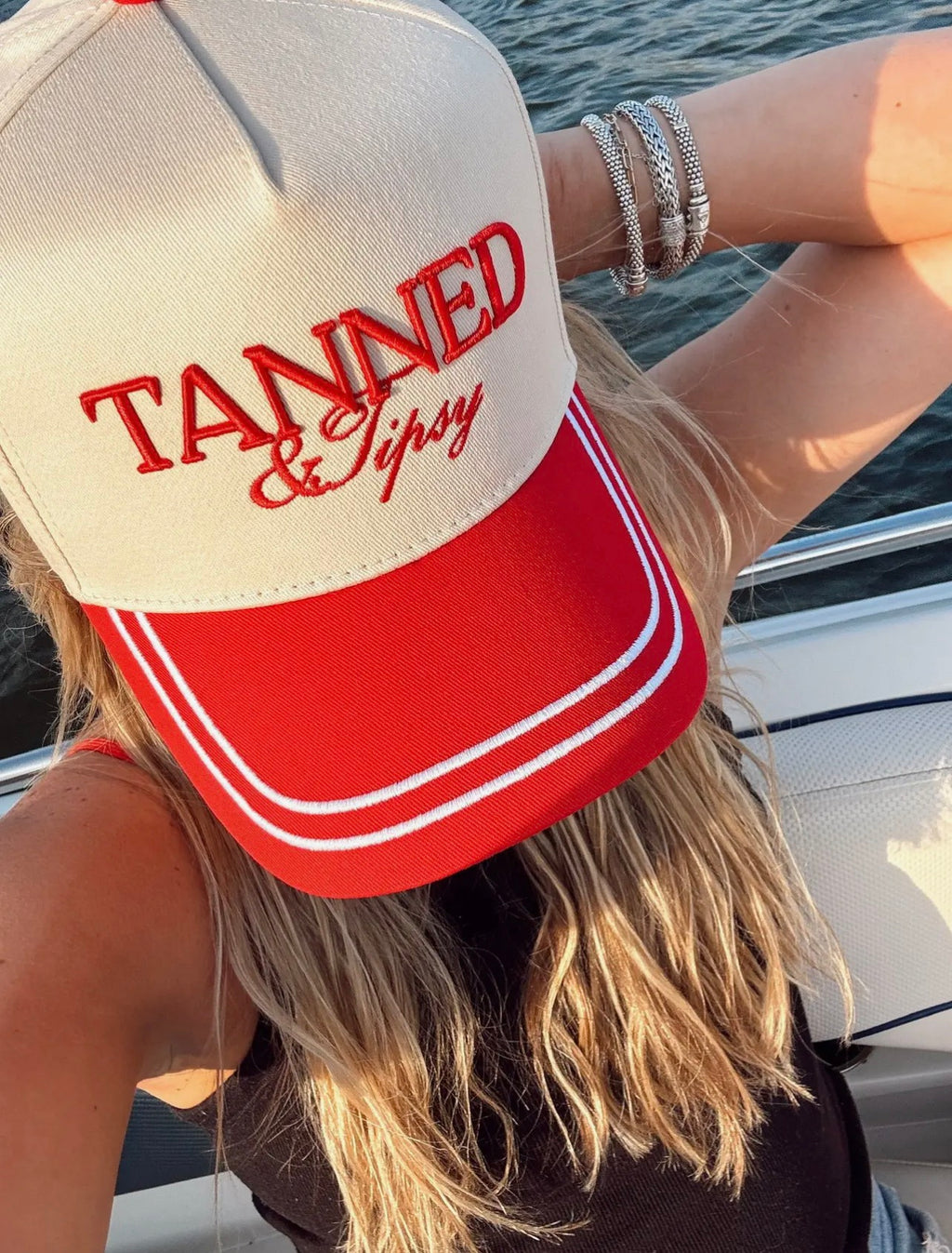 Tanned & Tipsy Red Vintage Trucker Hat ♥️🍸☀️