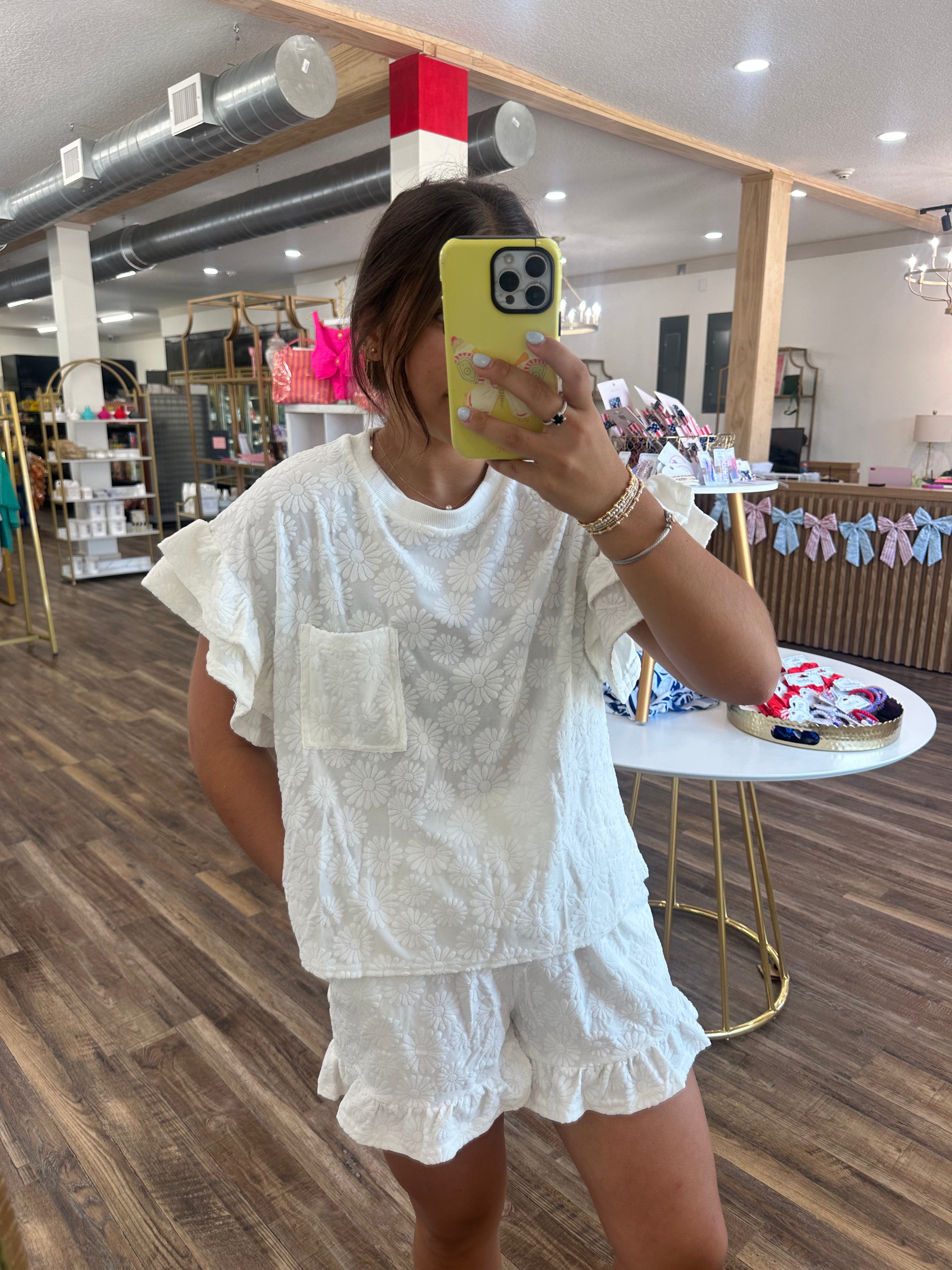 Garden Floral Textured Short Sets