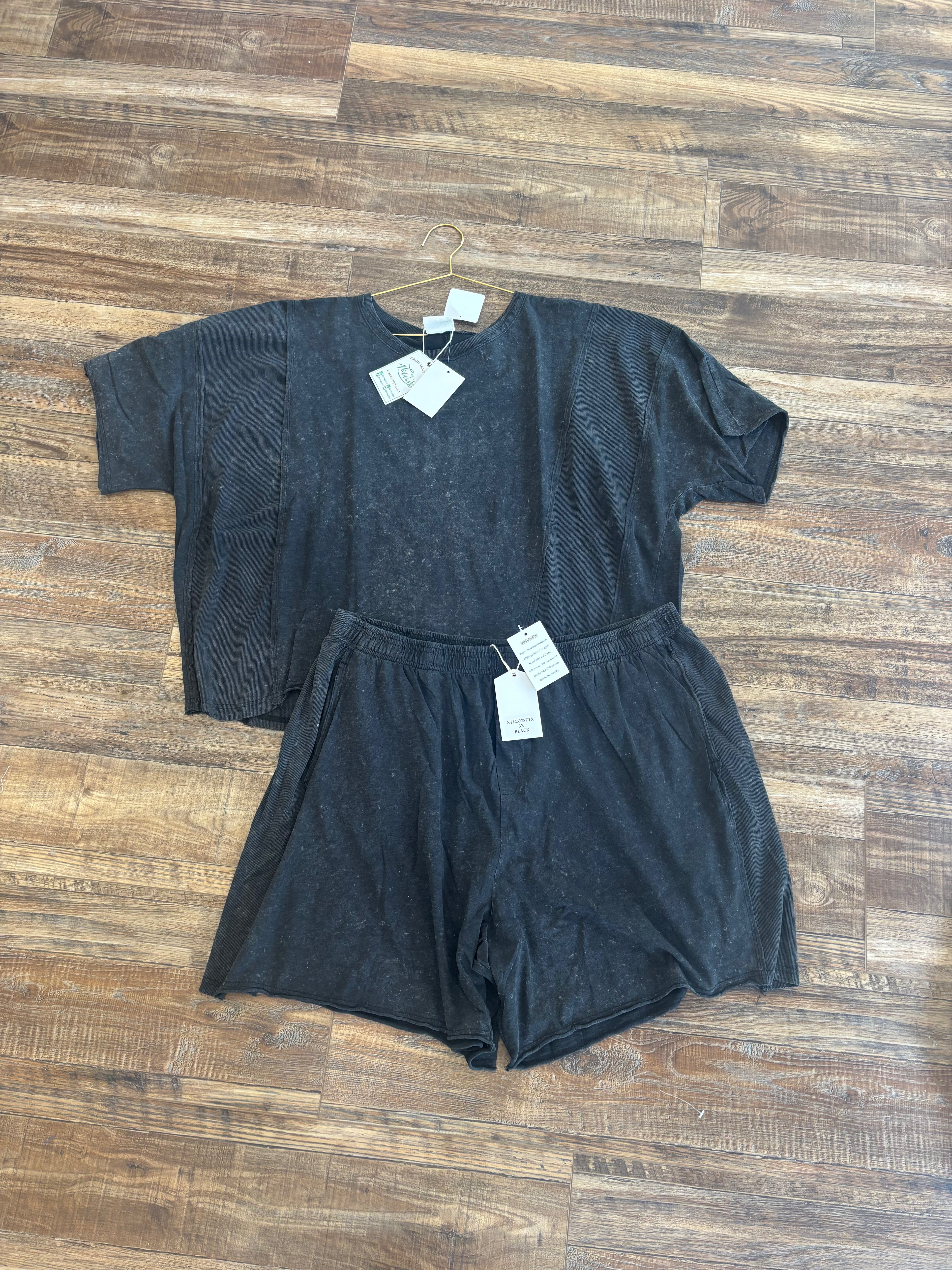 Plus Size  Raw Edge Mineral Short Set