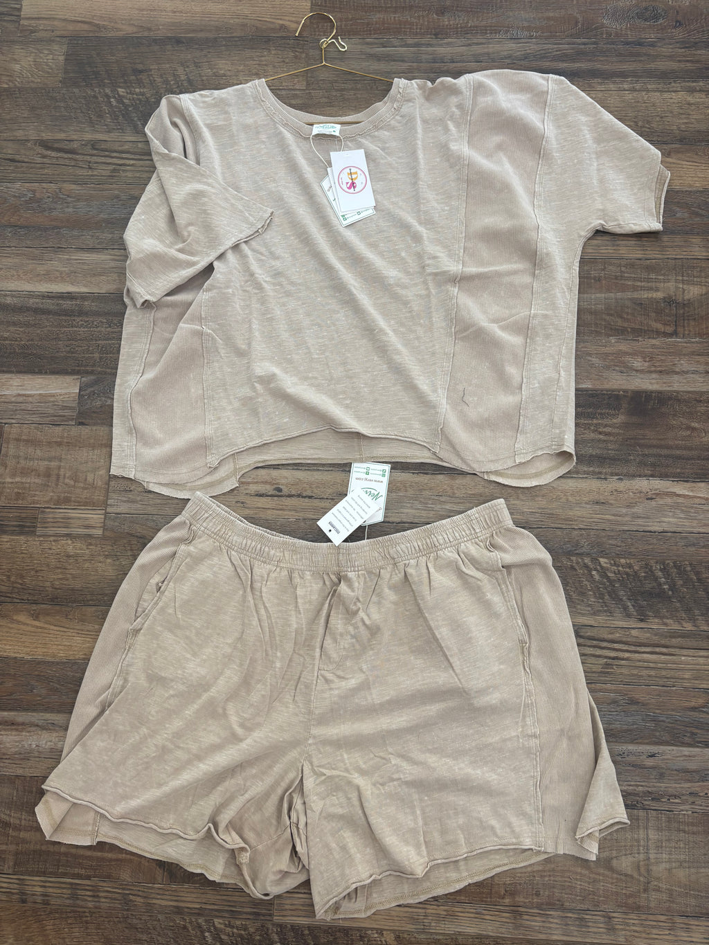 Plus Size  Raw Edge Mineral Short Set
