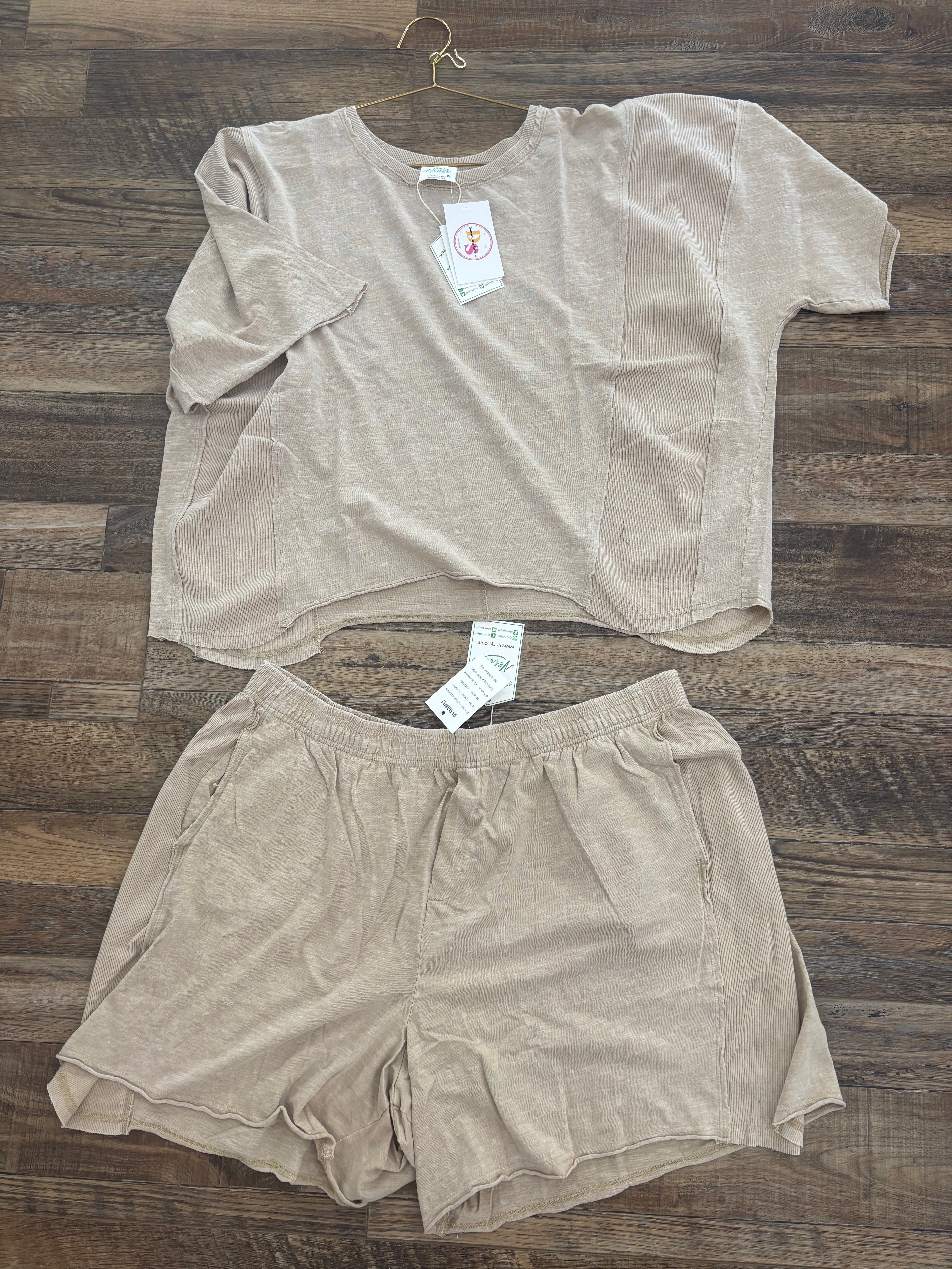 Plus Size  Raw Edge Mineral Short Set