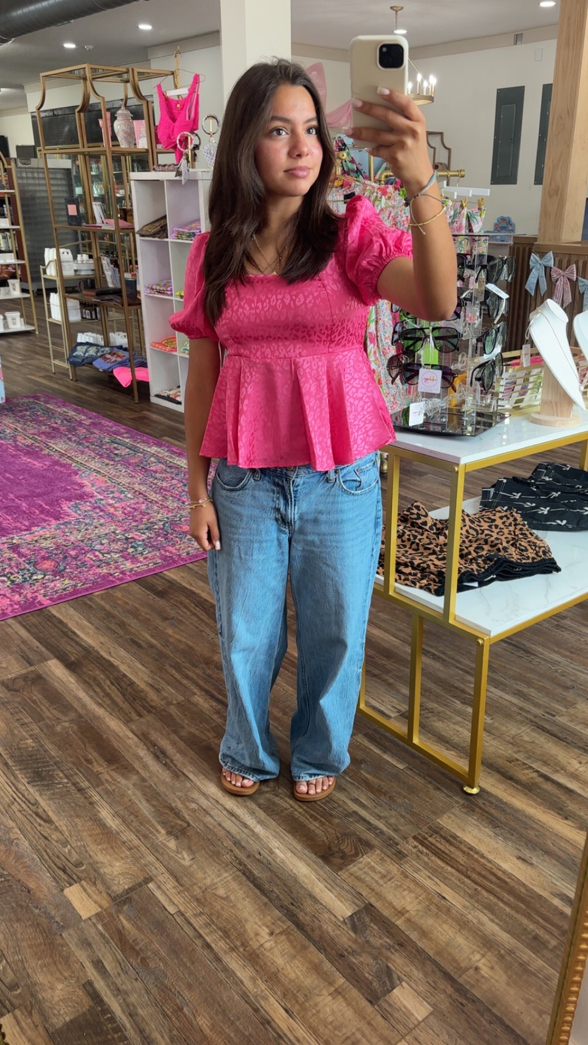 Pink Leopard Satin Top