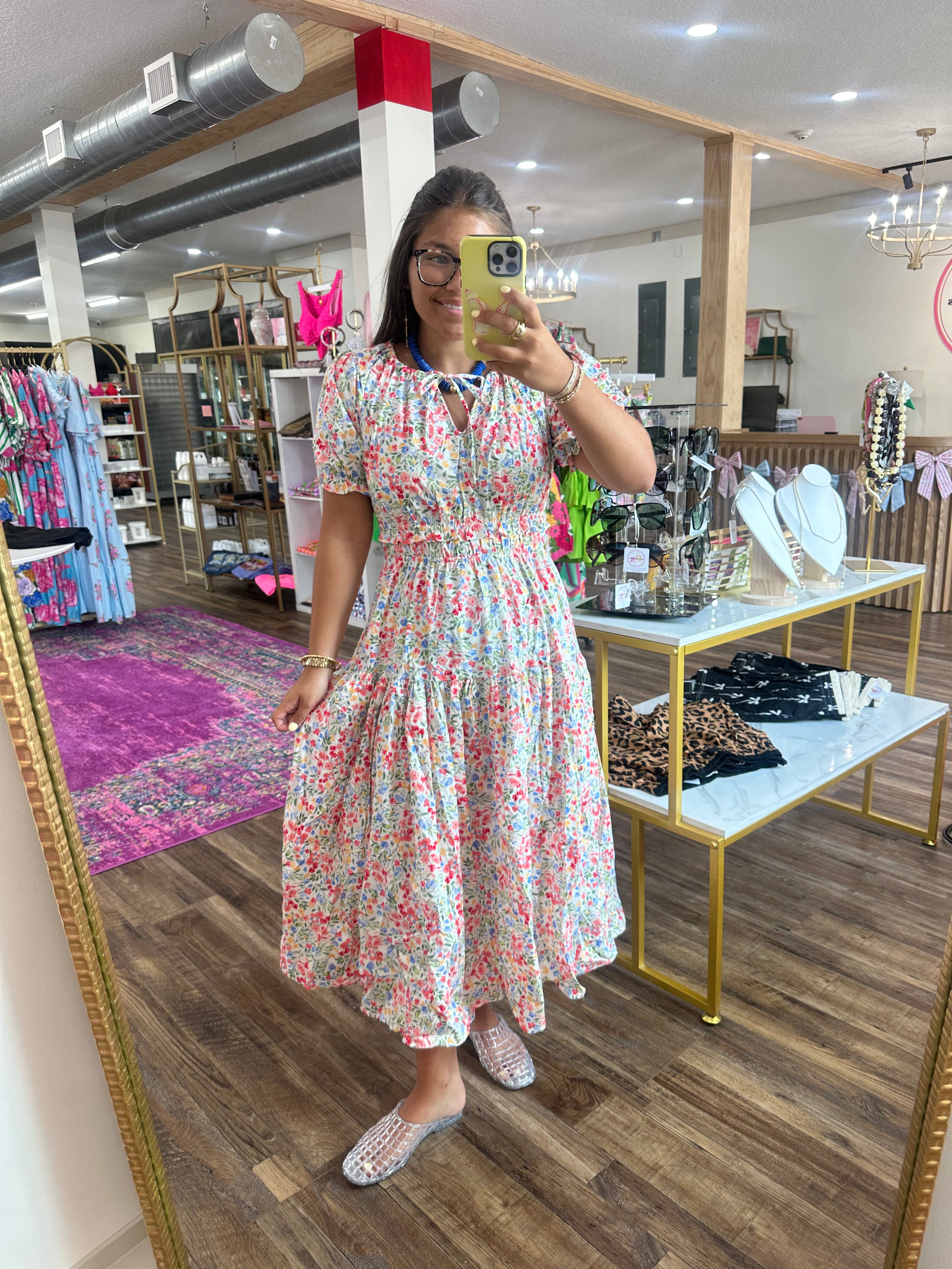 Short Puff Sleeves Maxi Dress