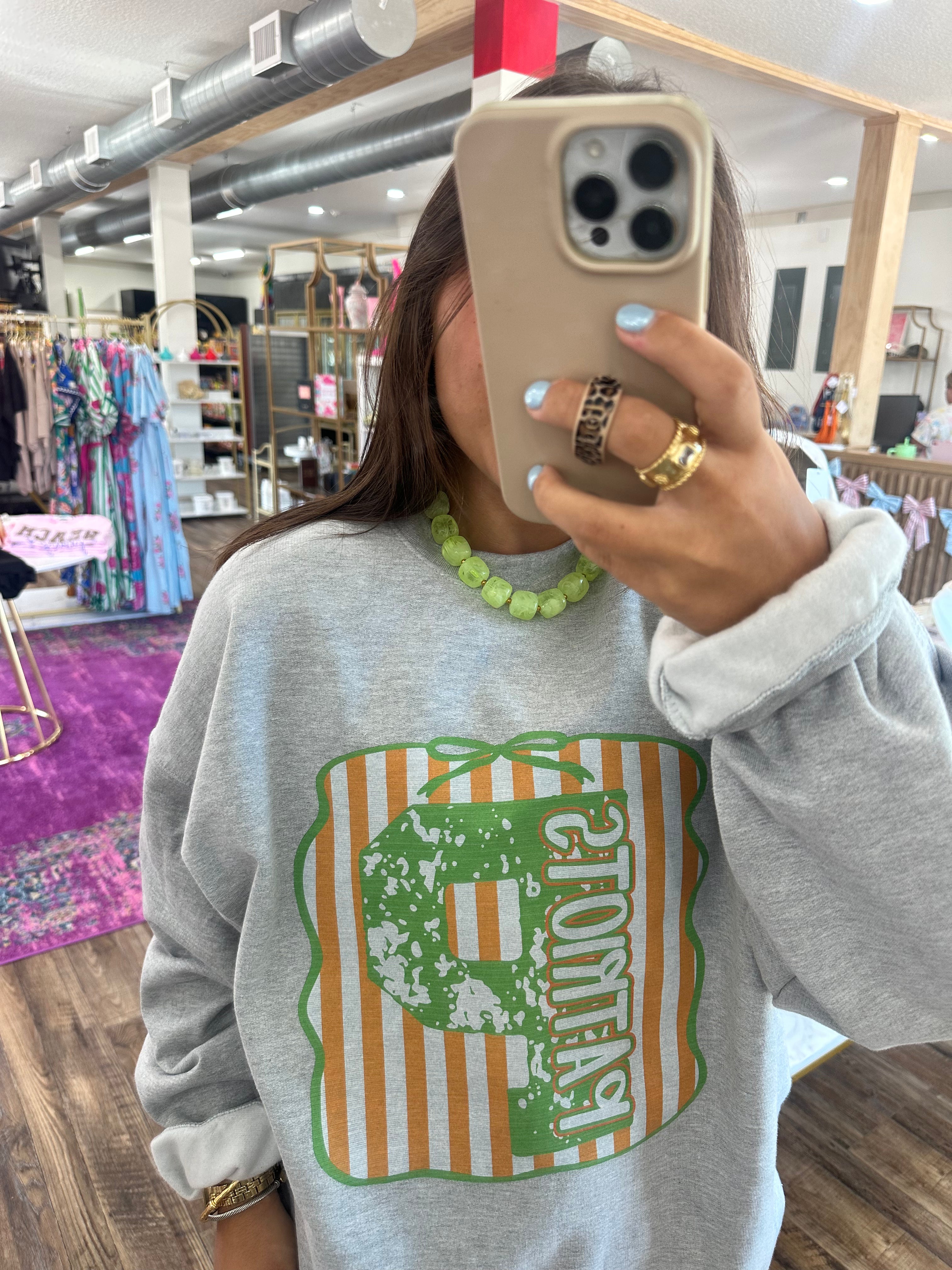 Bow Striped Patriots Sweatshirt
