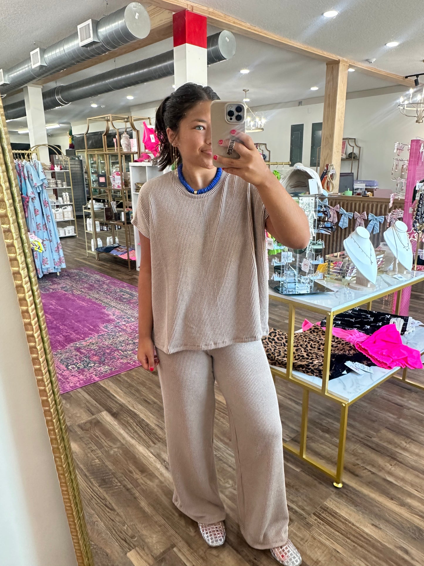Raised Rib Relaxed Top & Pants Set