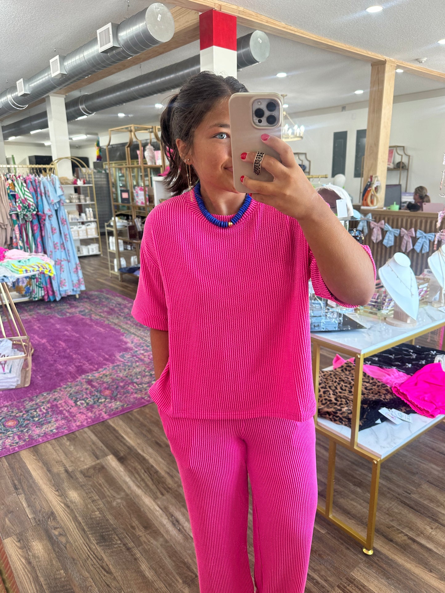 Raised Rib Short Sleeve Tee & Pants Set