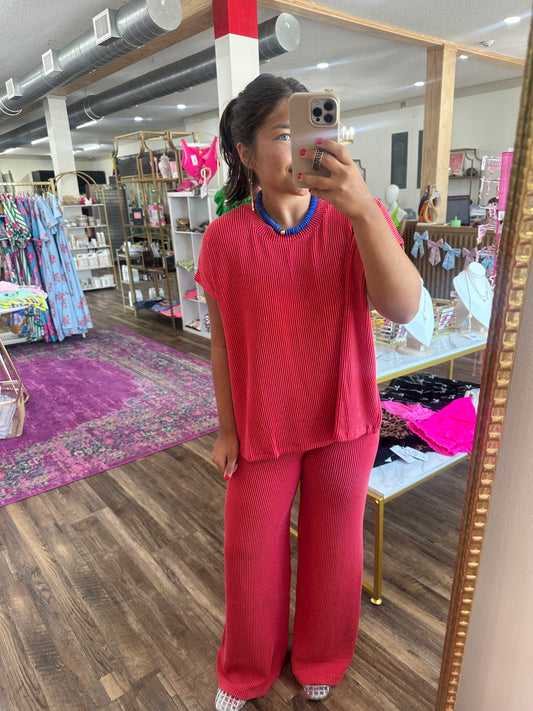 Raised Rib Relaxed Top & Pants Set