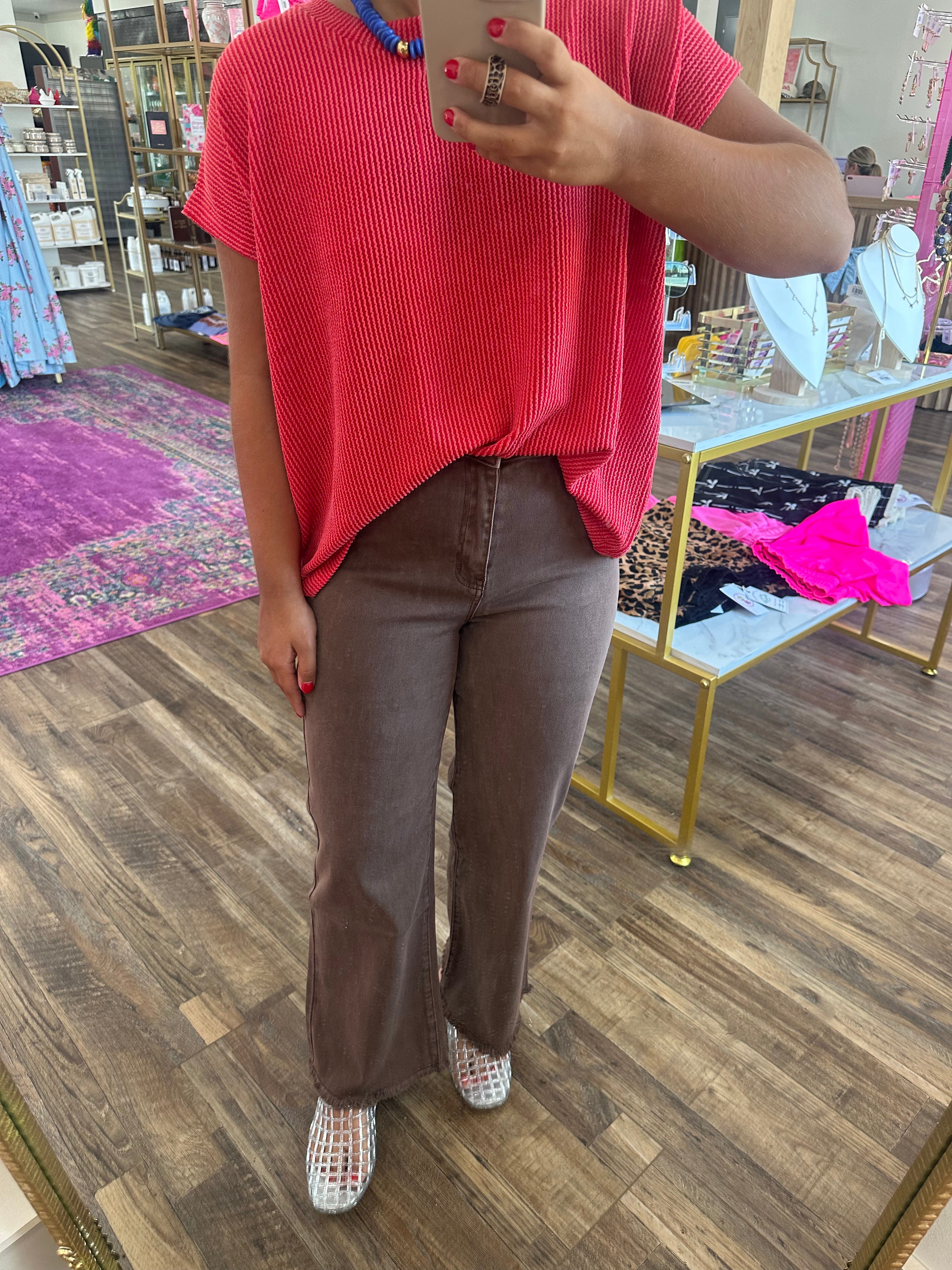 Acid Washed Straight Wide Jeans