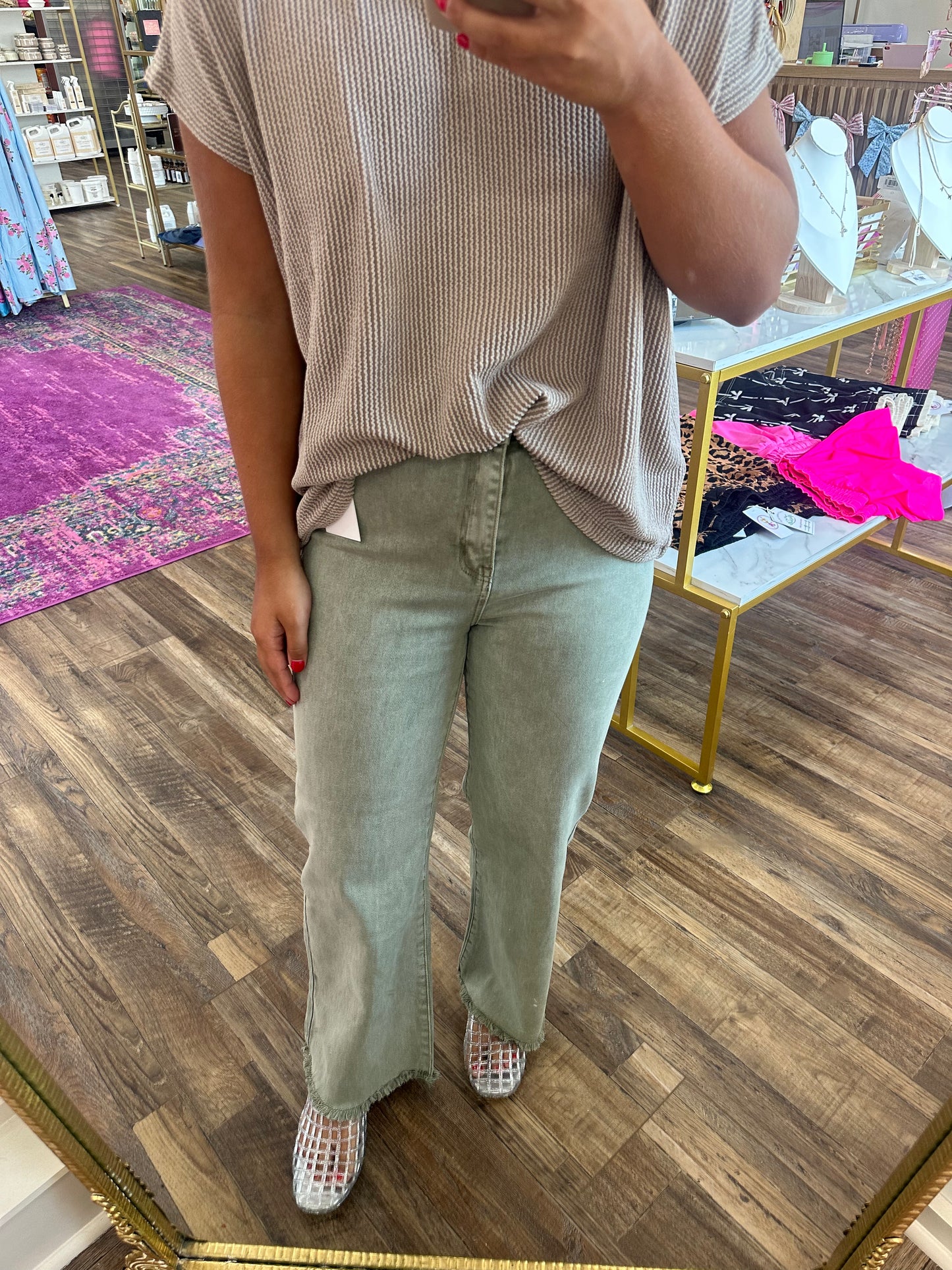 Acid Washed Straight Wide Jeans