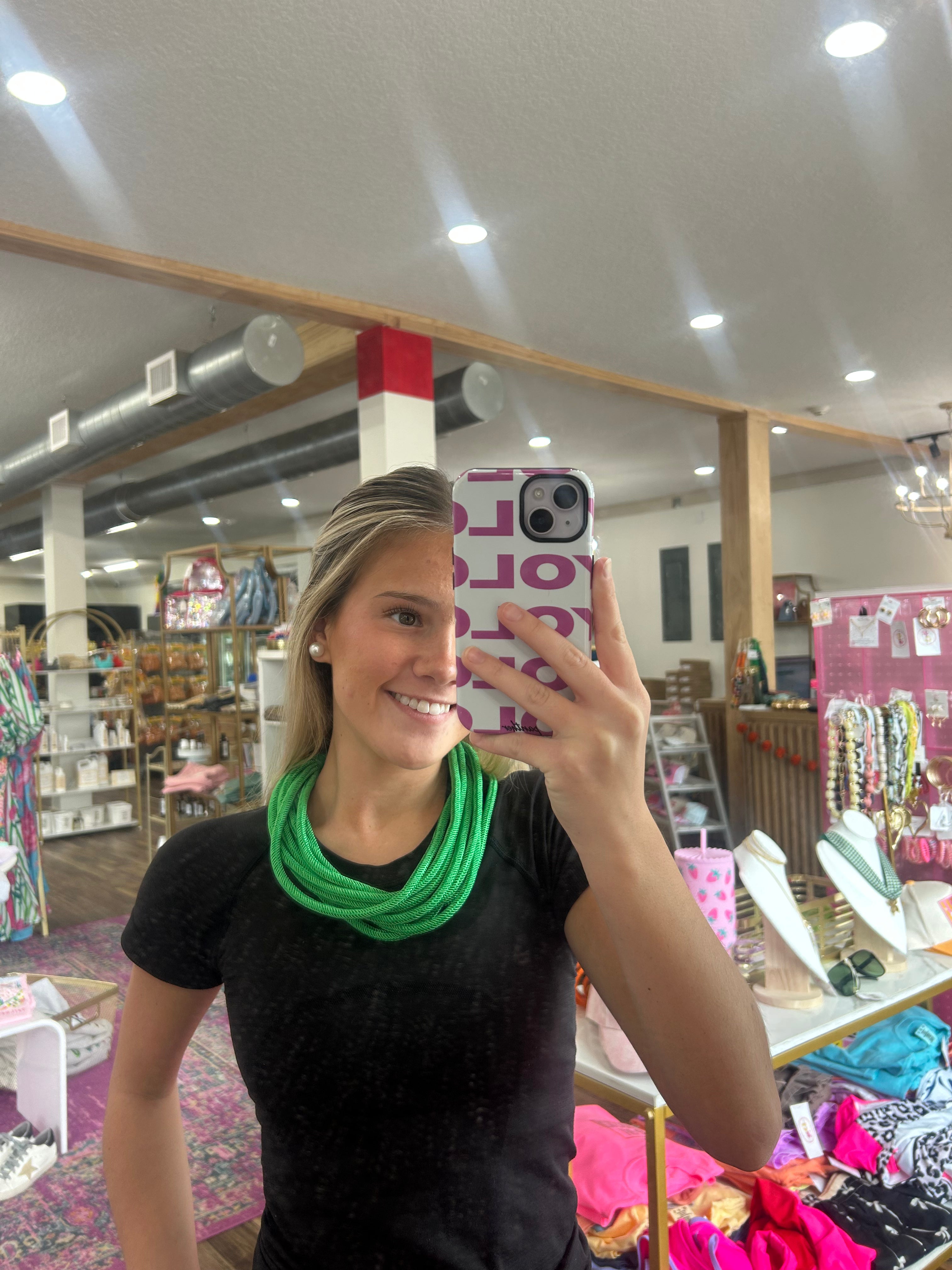 Slub 8-Strand Necklace - Kelly Green