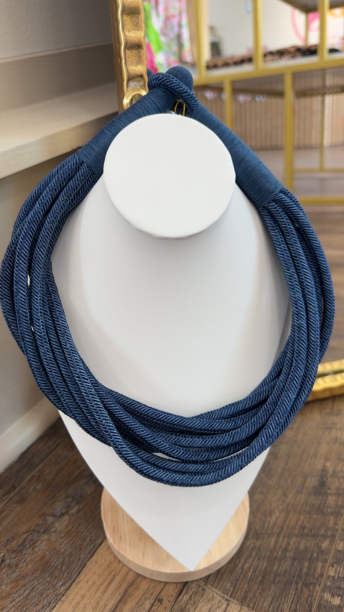 242- Slub 8-Strand Rope Necklace- Navy