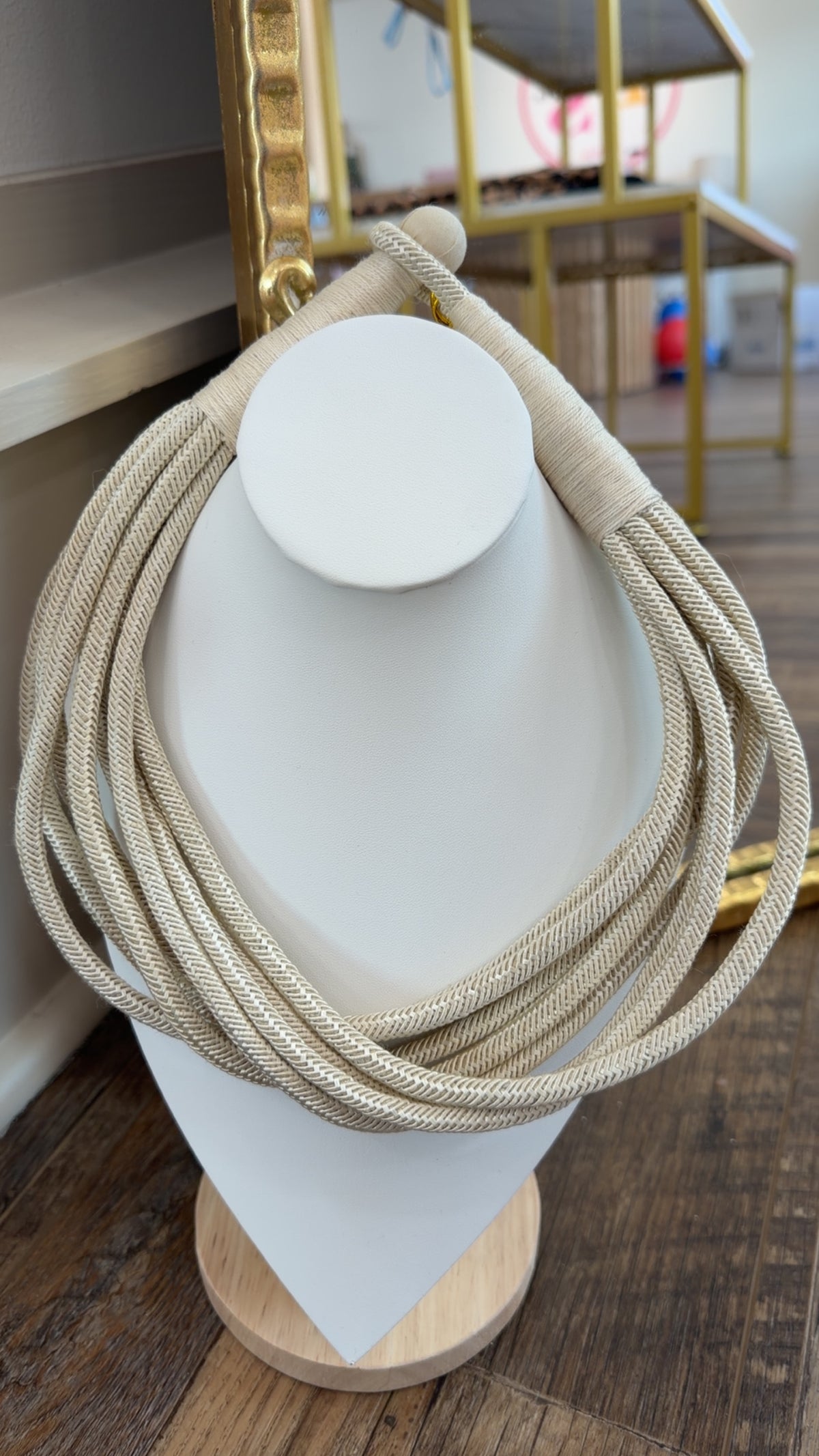 242- Slub 8-Strand Rope Necklace- Ecru