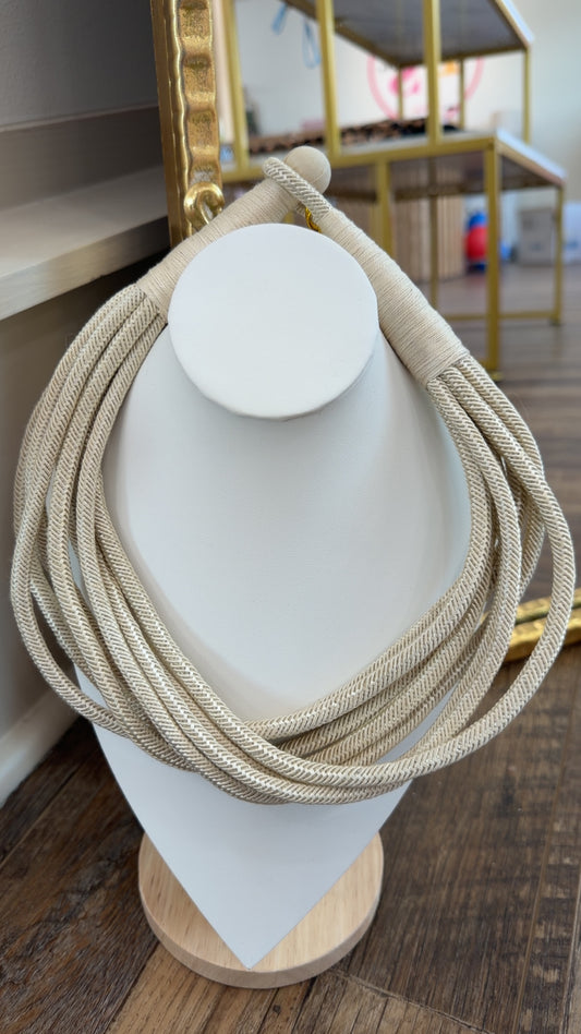242- Slub 8-Strand Rope Necklace- Ecru